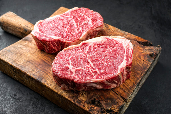 "Pair of tender Wagyu rump steaks - a carnivore's delight."